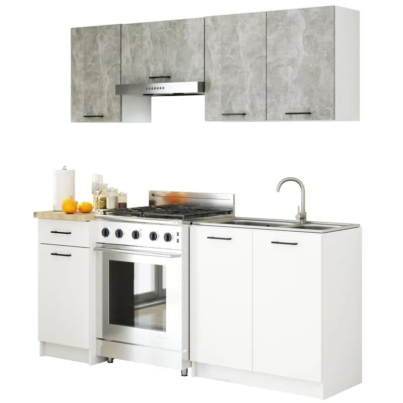 Kuchyňská linka OLIWIA 1.8 m beton / bílá Nízká Cena