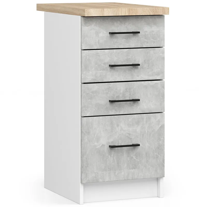 Omezená Nabídka Spodní kuchyňská skříňka s deskou OLIWIA S40 SZ4 bílá / beton