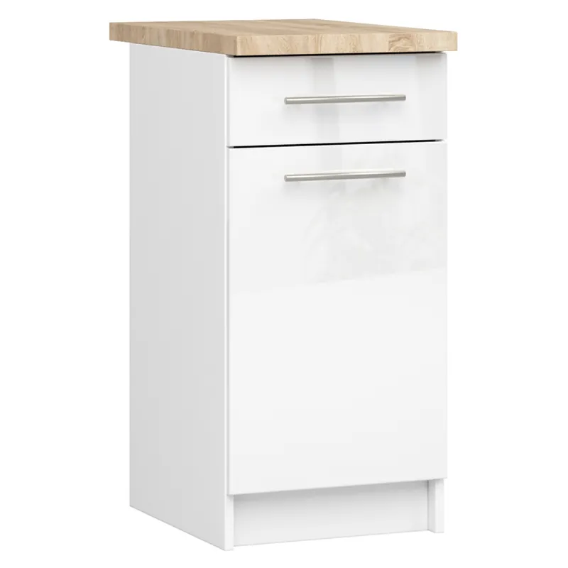 Spodní kuchyňská skříňka s deskou OLIWIA S40 SZ1 bílá, lesk Nejprodávanější