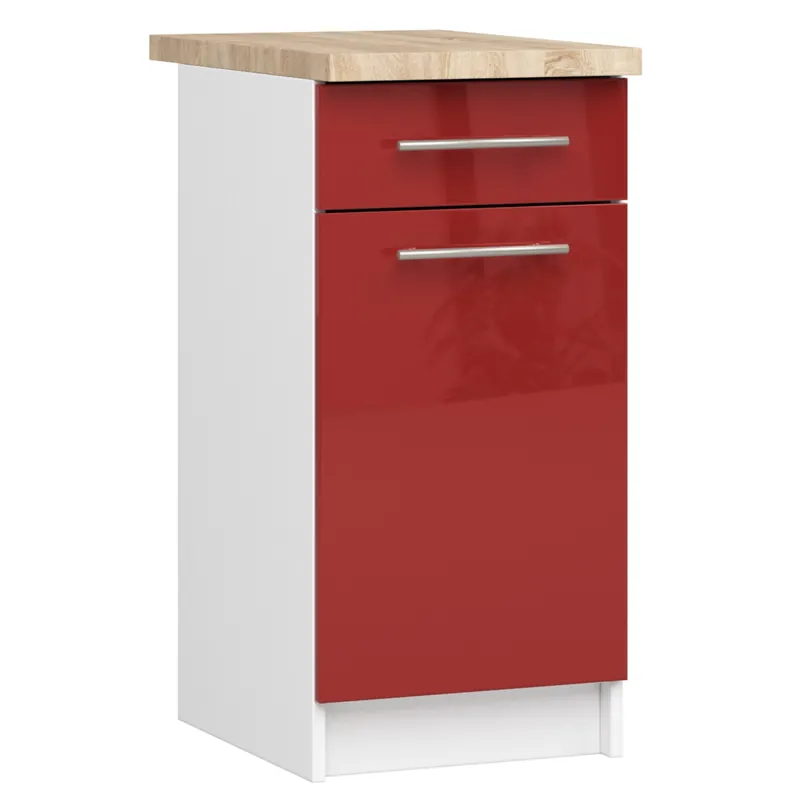 Novinka Spodní kuchyňská skříňka s deskou OLIWIA S40 SZ1 bílá / červená, lesk