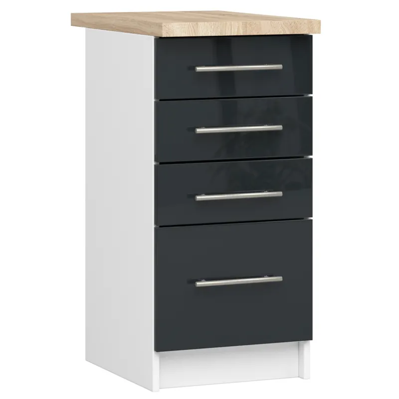 Akční Nabídka Spodní kuchyňská skříňka s deskou OLIWIA S40 SZ4 bílá / grafitová, lesk