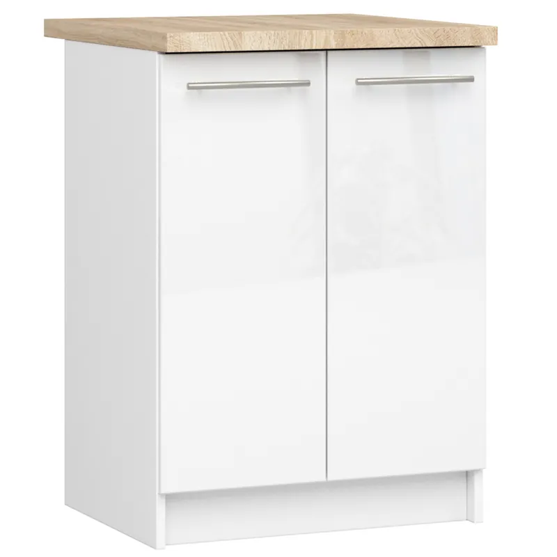 Objednat Nyní Spodní kuchyňská skříňka s deskou OLIWIA S60 2D bílá, lesk