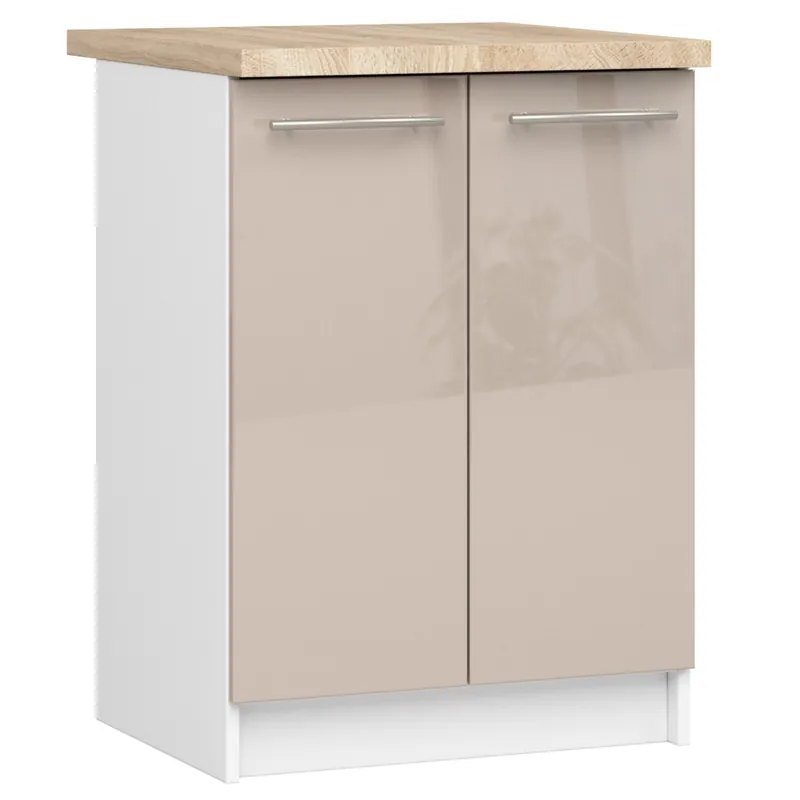 Jen Po Omezenou Doba Spodní kuchyňská skříňka s deskou OLIWIA S60 2D bílá / cappuccino, lesk