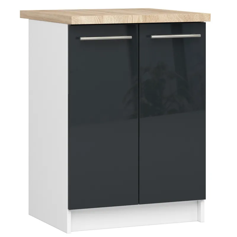 Spodní kuchyňská skříňka s deskou OLIWIA S60 2D bílá / grafitová, lesk Akční Nabídka