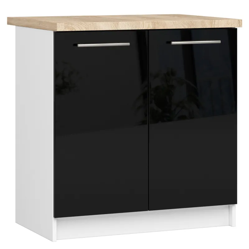 Bezpečná Platba Spodní kuchyňská skříňka s deskou OLIWIA S80 bílá / černá, lesk