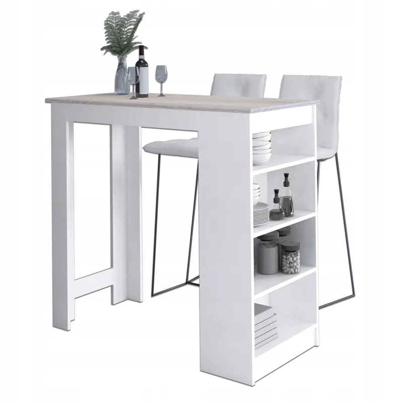 Barový stůl 115cm bílý/dub sonoma Autentický