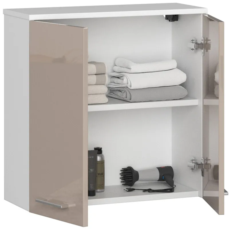 Sleva Koupelnová skříňka FIN W 60 cm 2D bílá/cappuccino, lesk