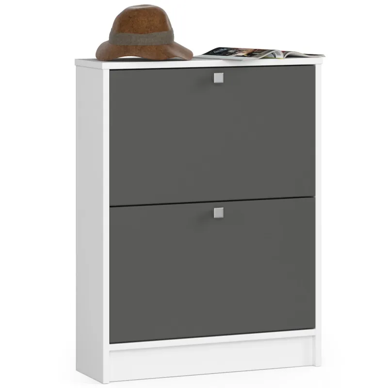 2 křídlový botník 60 cm, bílý / šedý Nejprodávanější