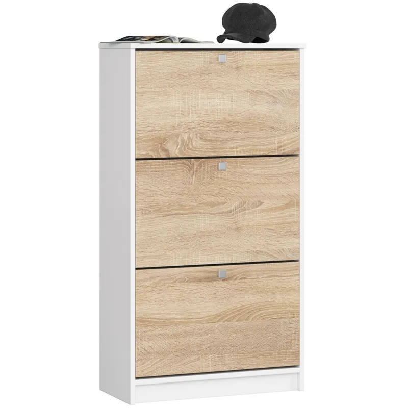 3 křídlový botník 60 cm, bílý / dub sonoma Must-Have