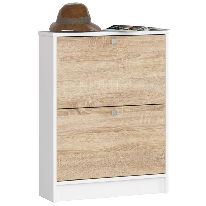 2 křídlový botník 60 cm, bílý / dub sonoma Super Cena