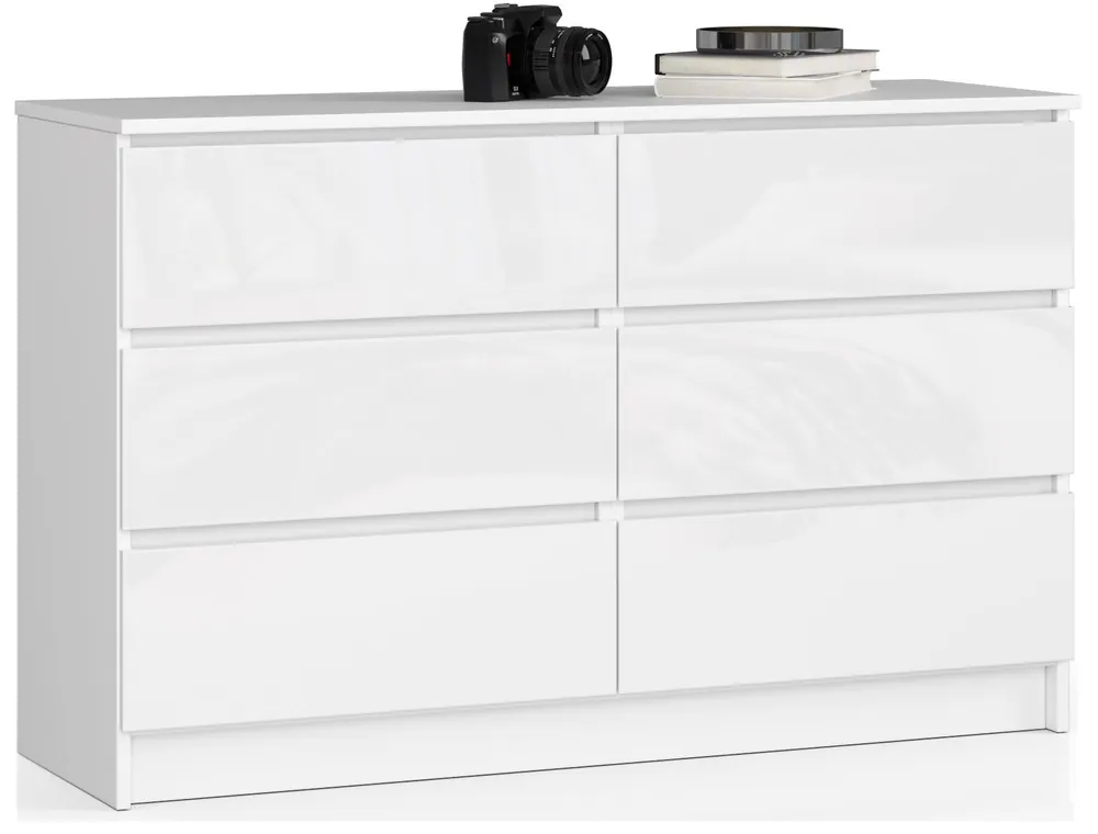 Komoda K120 6SZ CLP bílá, lesk Výhodná Nabídka