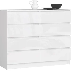 Značkový Komoda K120 8SZ CLP bílá, lesk