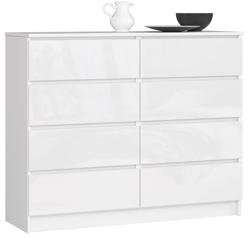Značkový Komoda K120 8SZ CLP bílá, lesk