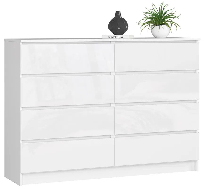 Ihned K Objednání Komoda K140 8SZ CLP bílá, lesk