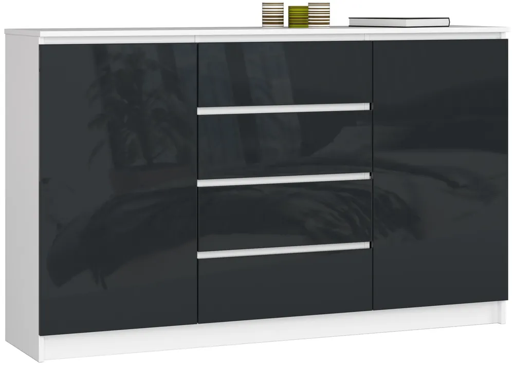 Finální Výprodej Komoda K160 2D 4SZ CLP grafitová, lesk