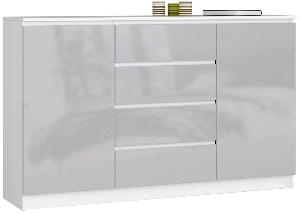 Komoda K160 2D 4SZ CLP metalická, lesk Omezená Nabídka