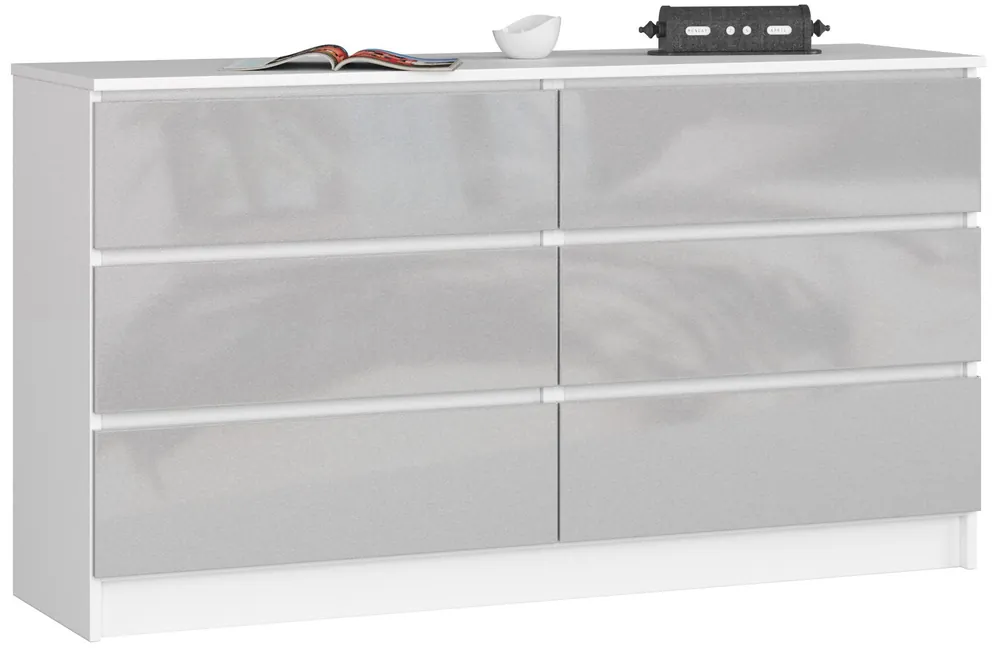 Autentický Komoda K140 6SZ CLP metalická, lesk