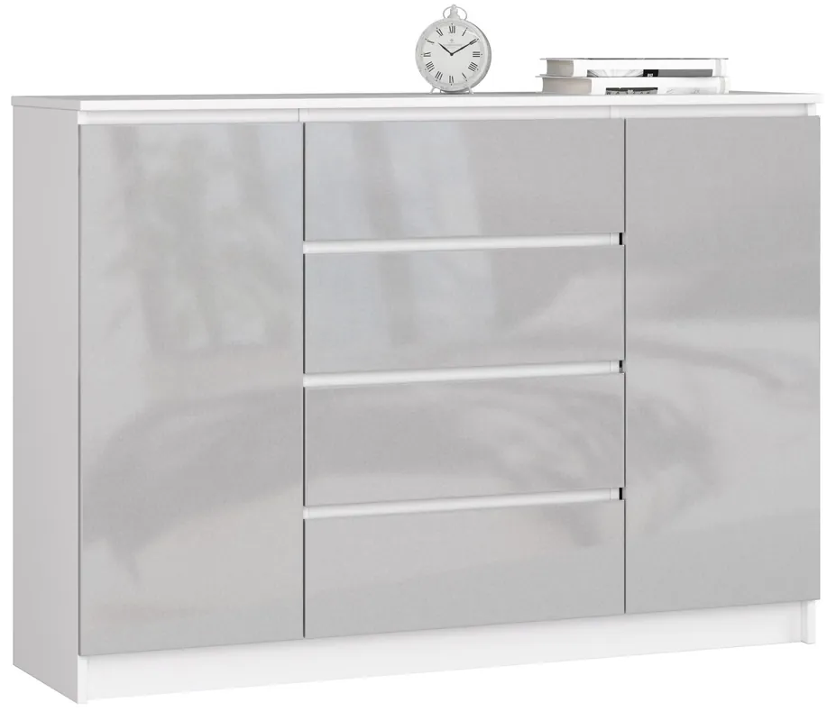 Komoda K140 2D 4SZ CLP metalická, lesk Vysoce Kvalitní