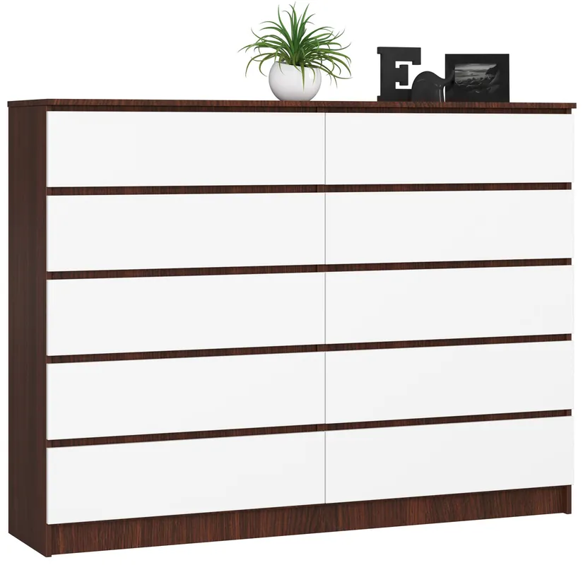 Finální Výprodej Komoda K160 10SZ CLP wenge/bílá