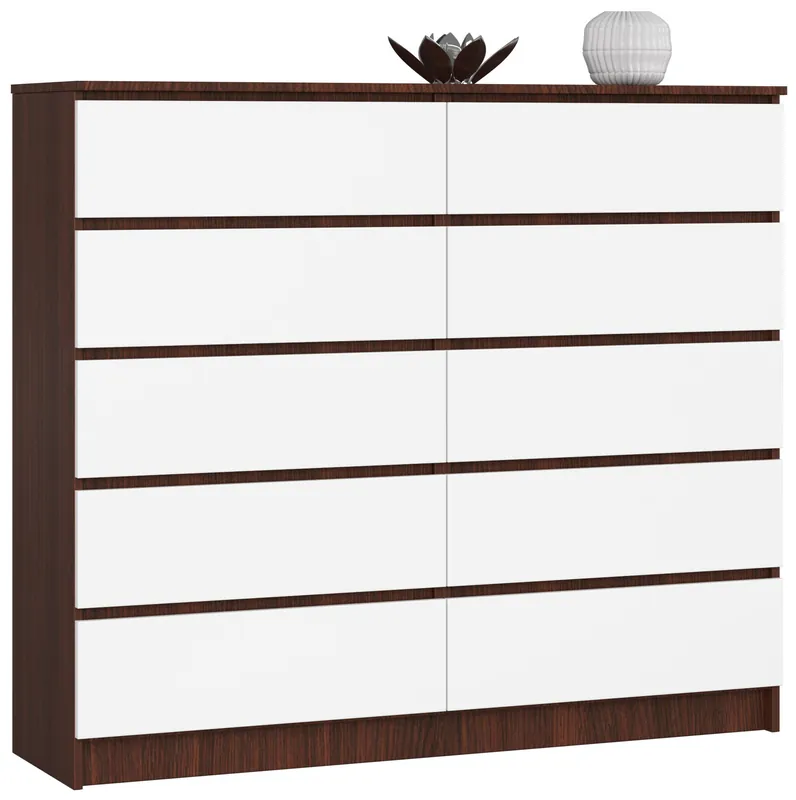 Komoda K140 10SZ CLP wenge/bílá Novinka
