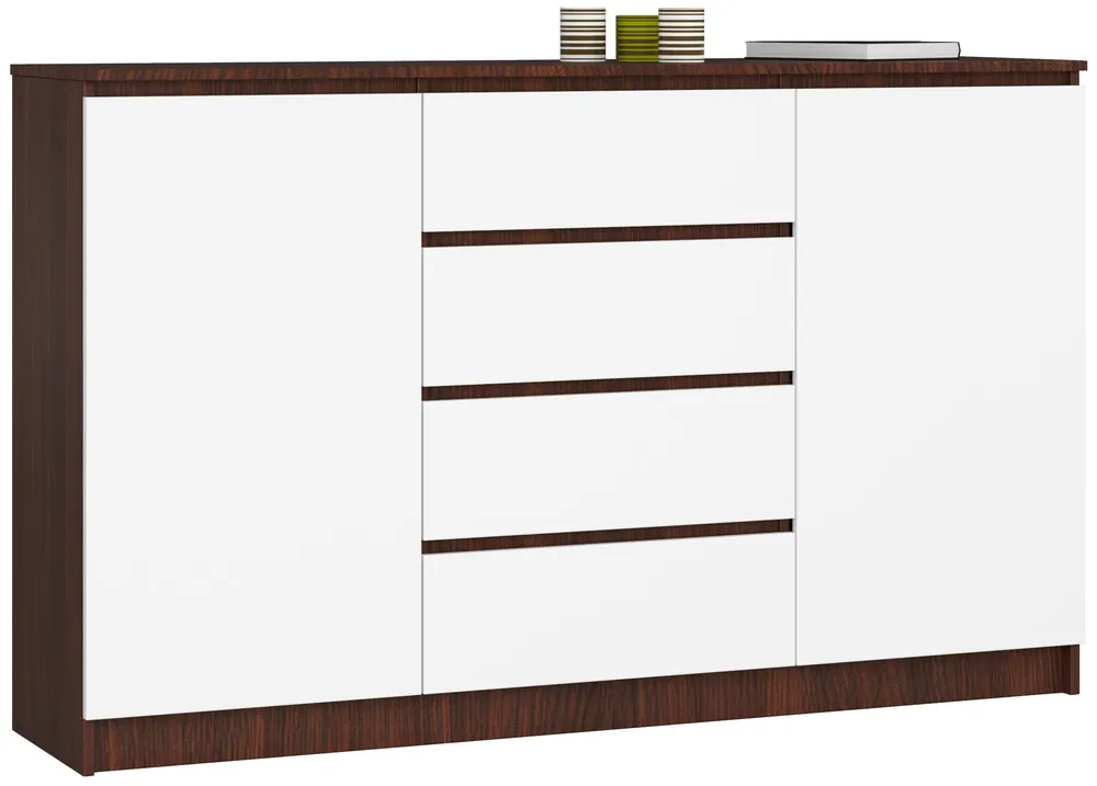 Nejprodávanější Komoda K160 2D 4SZ CLP wenge/bílá