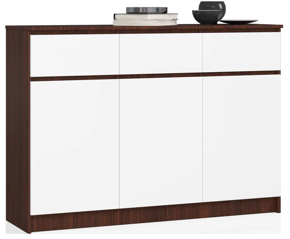 Komoda K140 3D 3SZ CLP wenge / bílá Rychlé Dodání