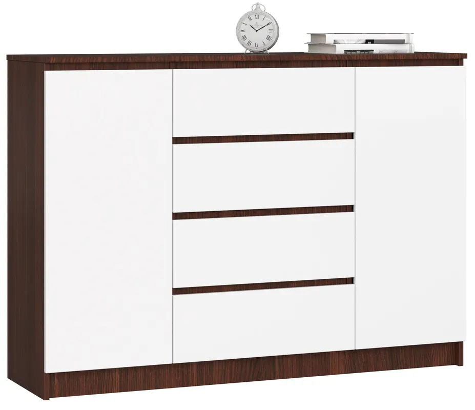 Komoda K140 2D 4SZ CLP wenge/bílá Cenová Bomba