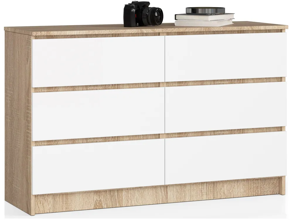 Komoda K120 6SZ CLP dub sonoma / bílá Horká Nabídka