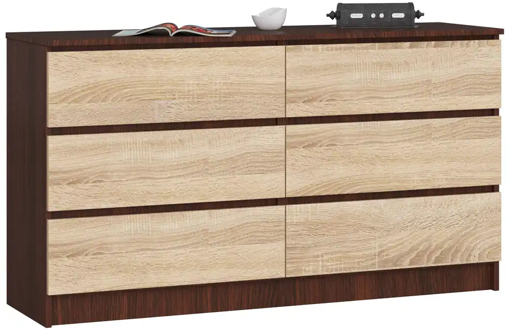 Komoda K140 6SZ CLP wenge/sonoma Zlevněný