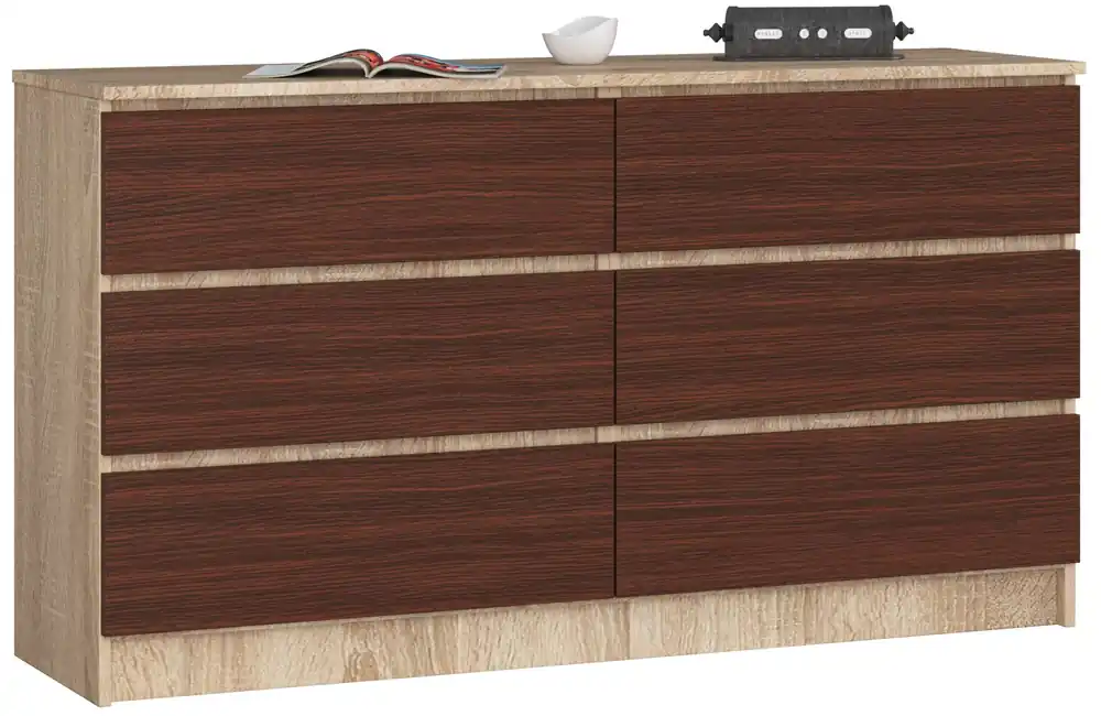 Komoda K140 6SZ CLP dub sonoma/wenge Pouze Dnes