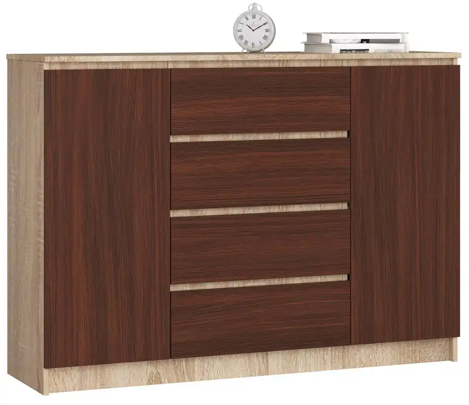 Komoda K140 2D 4SZ CLP dub sonoma / wenge Víkendová Akce