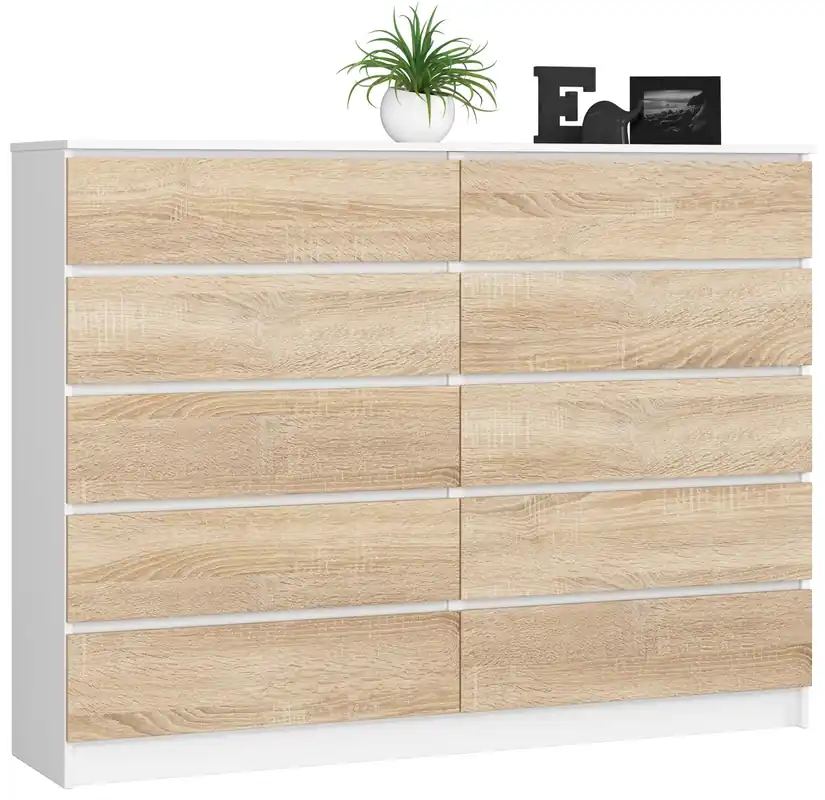 Komoda K160 10SZ CLP bílá / sonoma Nejlepší Cena
