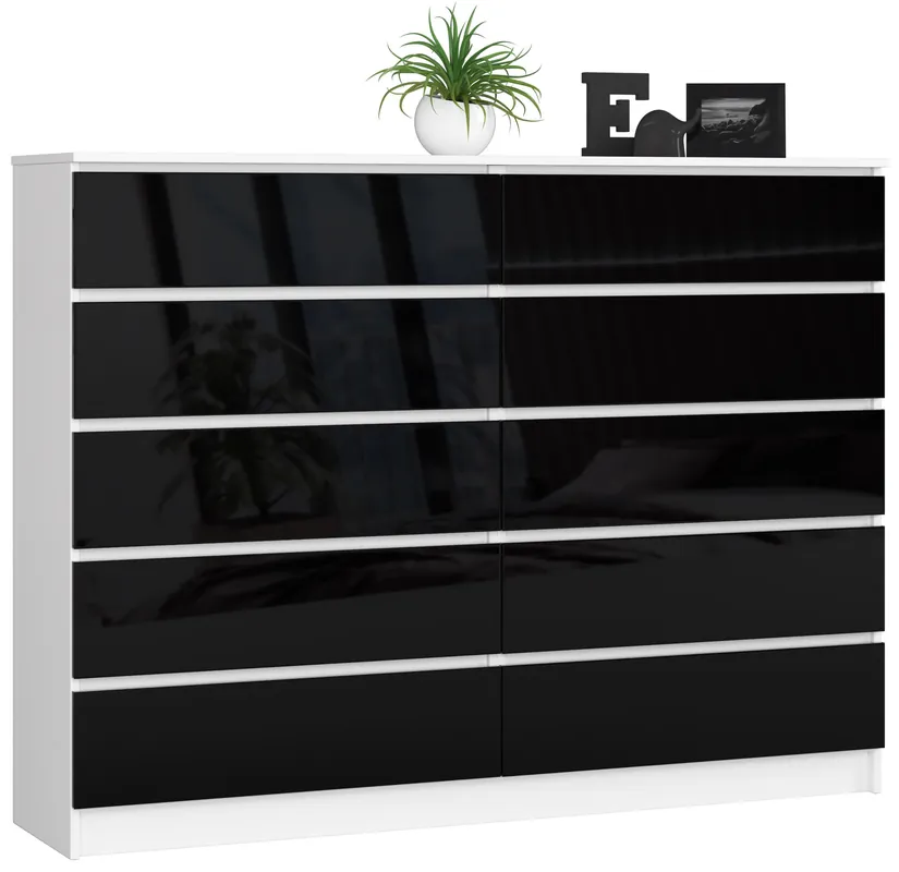 Víkendová Akce Komoda K160 10SZ CLP černá, lesk
