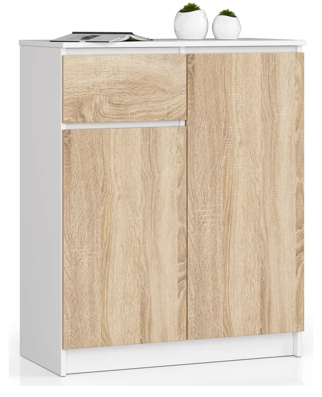 Komoda K80 2D 1SZ CLP bílá / dub sonoma Aktuální