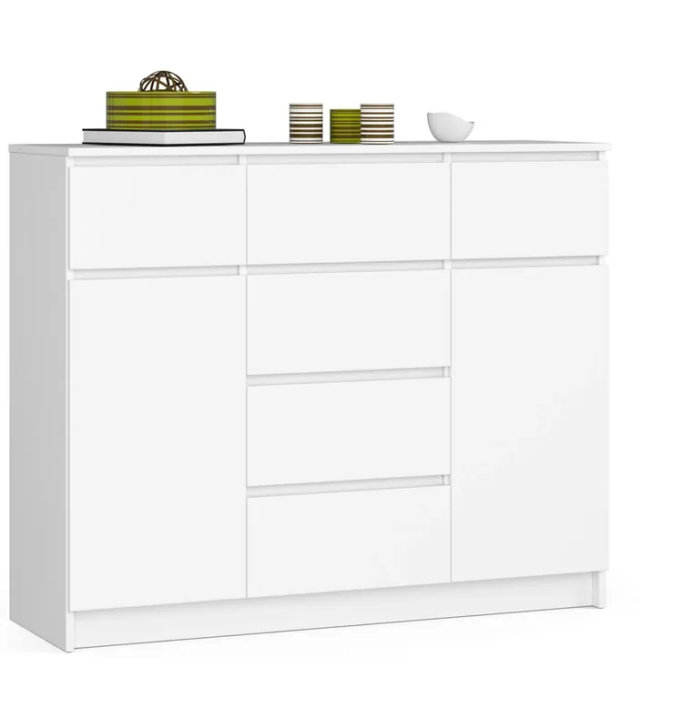 Komoda 120 cm K017 2D 6SZ bílá Víkendová Akce