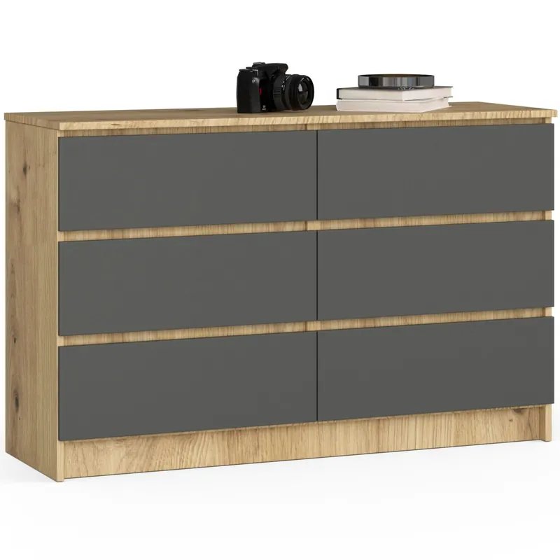 Komoda K120 6SZ CLP dub artisan / šedá Značkový