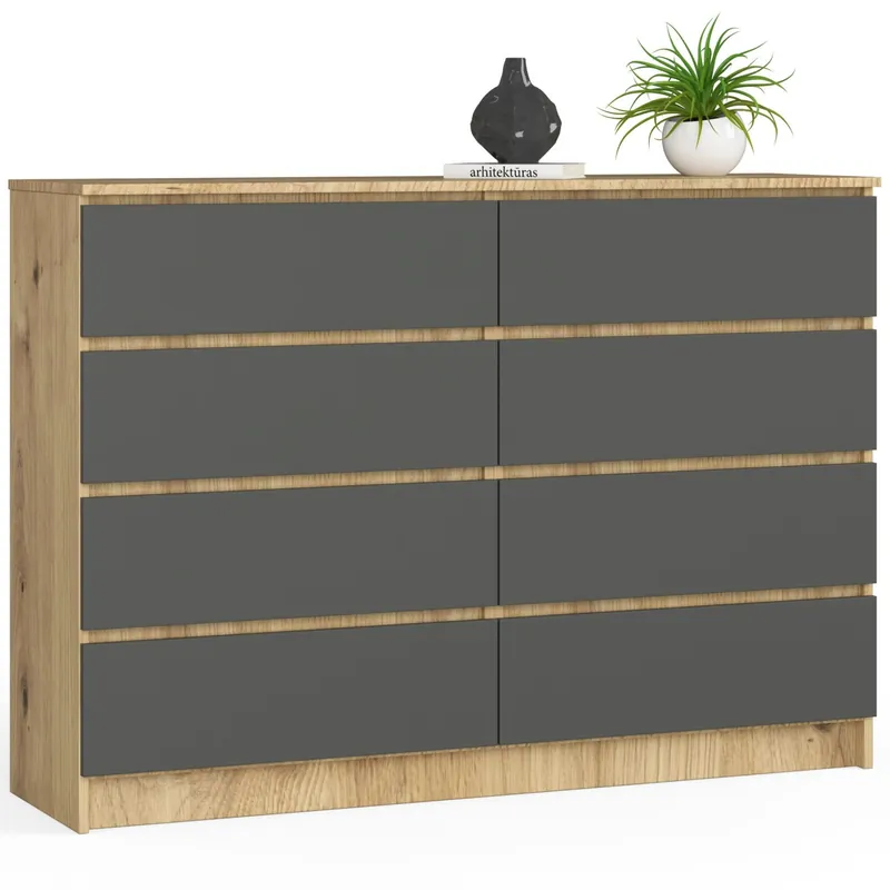 Komoda K140 8SZ CLP dub artisan / šedá Finální Výprodej