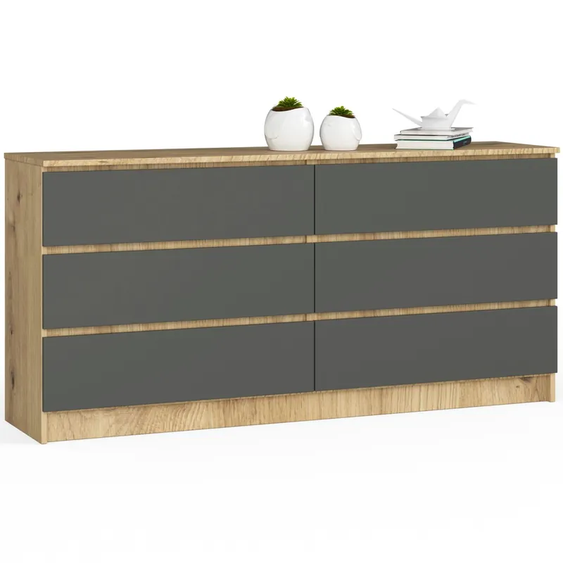 Nová Kolekce Komoda K160 6SZ CLP dub artisan / šedá