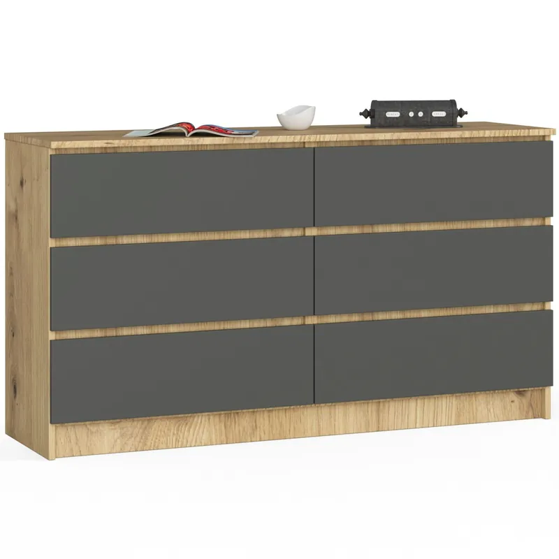 Komoda K140 6SZ CLP dub artisan / šedá Koupit Online