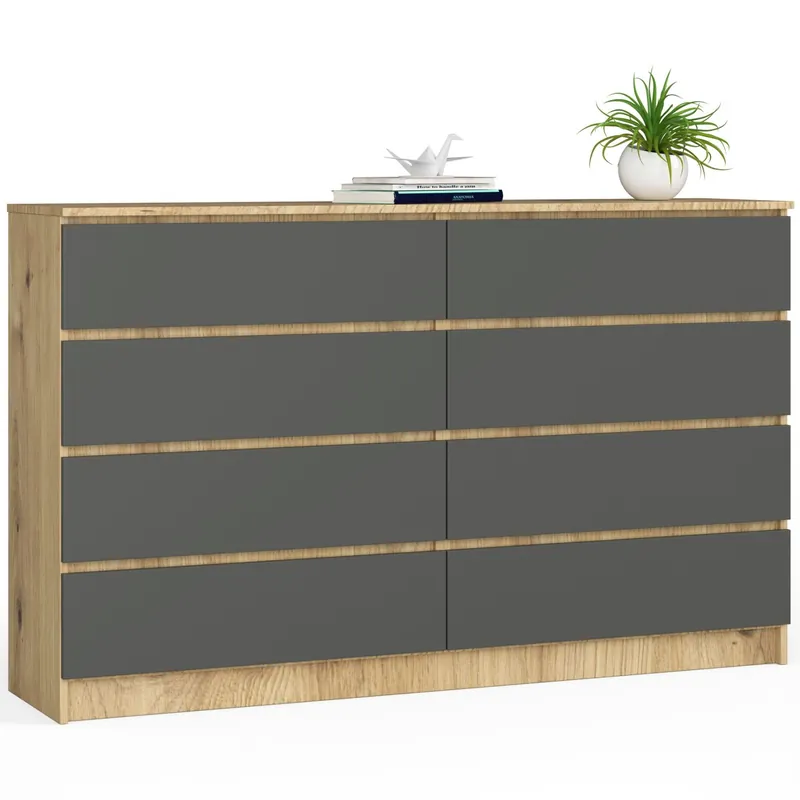 Zlevněný Komoda K160 8SZ CLP dub artisan / šedá