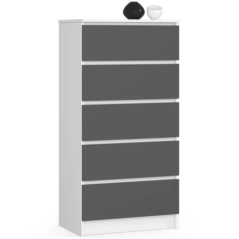Aktuální Komoda K60 5SZ CLP bílá / šedá