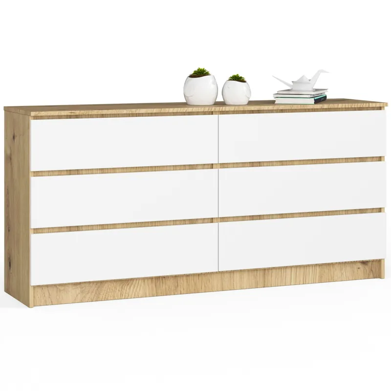 Dokud Zásoby Vydrží Komoda K160 6SZ CLP dub artisan / bílá