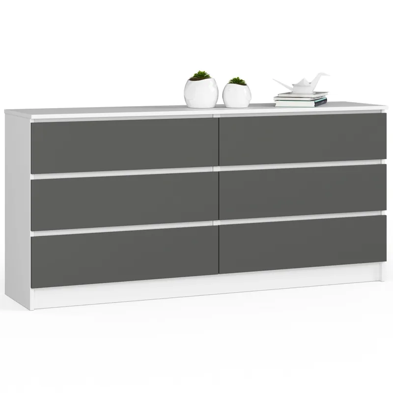Zlevněný Komoda K160 6SZ CLP bílá / šedá