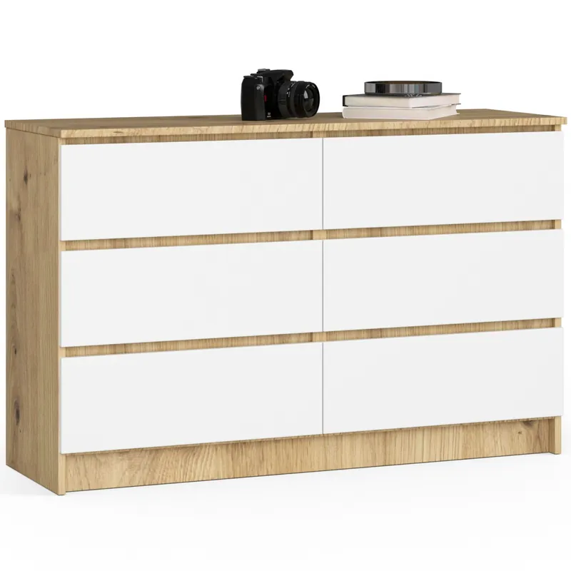Komoda K120 6SZ CLP dub artisan / bílá Autentický