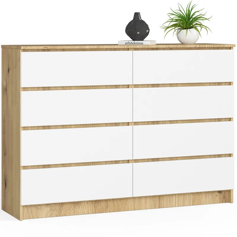 Komoda K140 8SZ CLP dub artisan / bílá Dokud Zásoby Vydrží