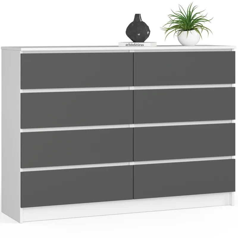 Levný Komoda K140 8SZ CLP bílá / šedá