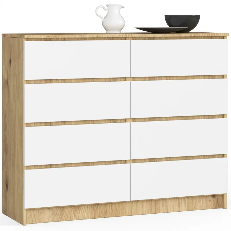 Komoda K120 8SZ CLP dub artisan / bílá Vrácení Zdarma
