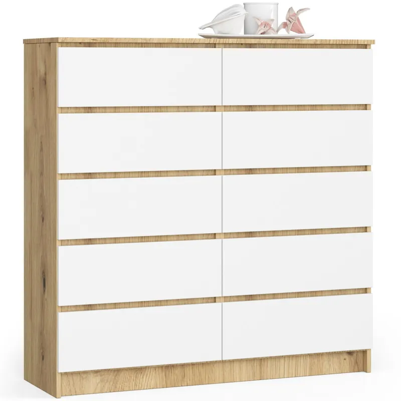 Komoda K120 10SZ CLP dub artisan / bílá Odeslání Ihned