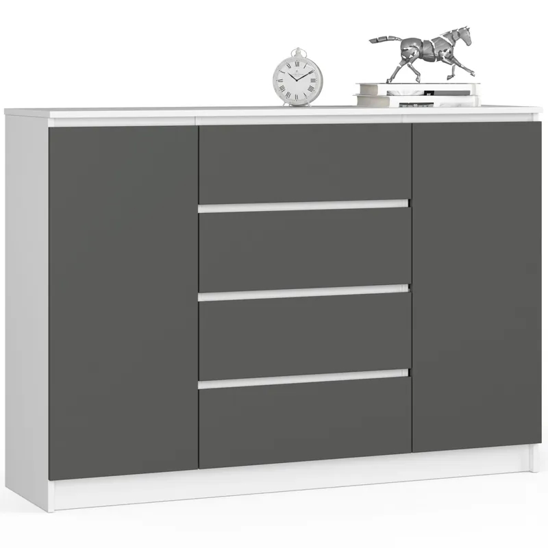 Komoda K140 2D 4SZ CLP bílá / šedá Must-Have