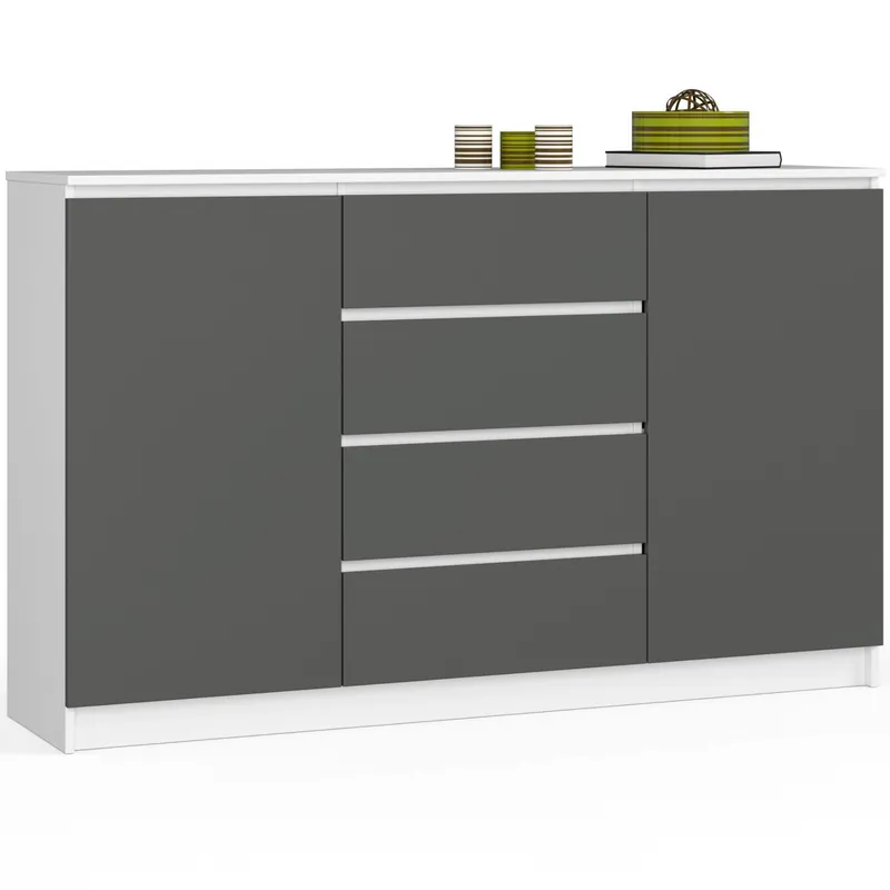 Komoda K160 2D 4SZ CLP bílá / šedá Akční Cena